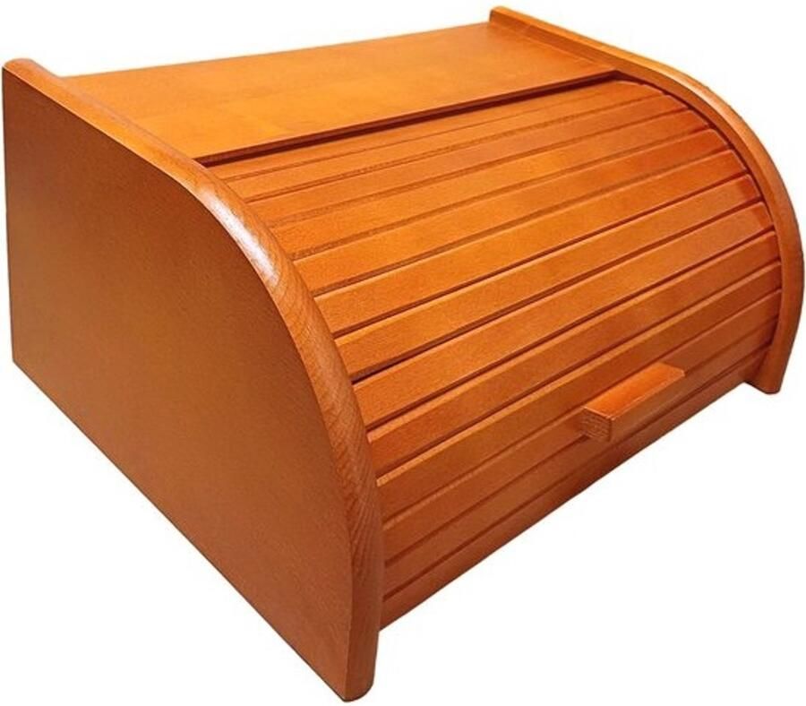 Houten broodtrommel met roldeur voor het bewaren van brood en broodjes