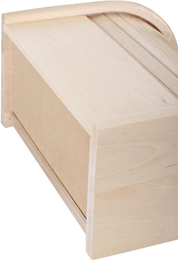 Houten broodtrommel met roldeur voor het bewaren van brood en broodjes - Foto 2