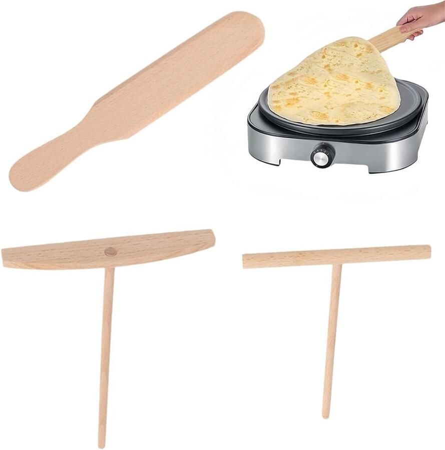 Houten Crêpesverdeler Set 3 Delig T-Vormig Verdeler voor Gelijkmatig Beslag
