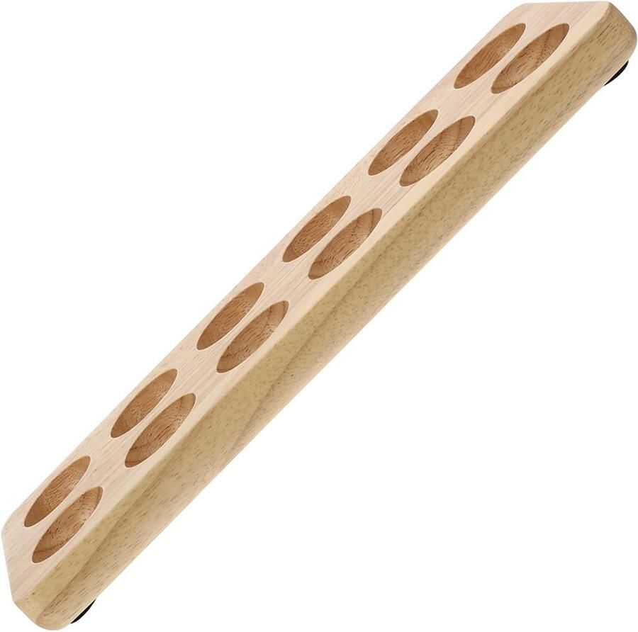 Houten Dubbele Rij Ei Opslagrek Keuken Opbergen Duurzaam Rubberhout 32 cm Lichtbruin