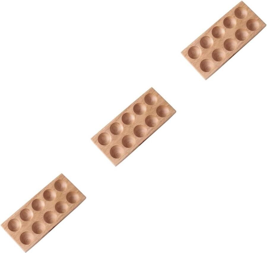Houten Ei Houder Eierdoos Lade Keuken Opslag 10 Ronde Sleuven 25 x 11 x 3cm Houtkleur