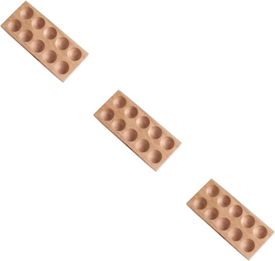Houten Ei Houder Eierdoos Lade Keuken Opslag 10 Ronde Sleuven 25 x 11 x 3cm Houtkleur