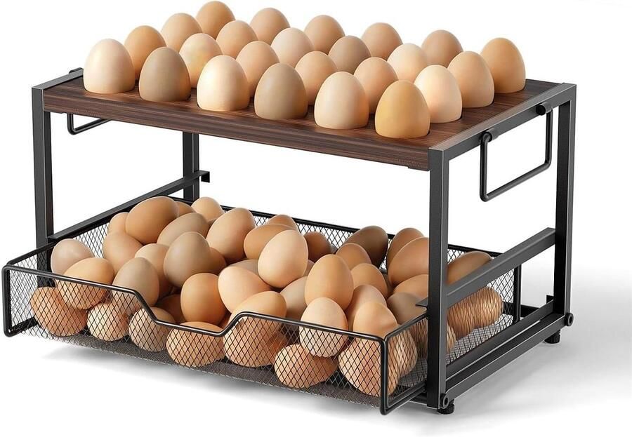 Houten Ei Houder Eierrekje Mand Keuken Organisatie Met Mand 1 Stuk Natuurlijk Hout