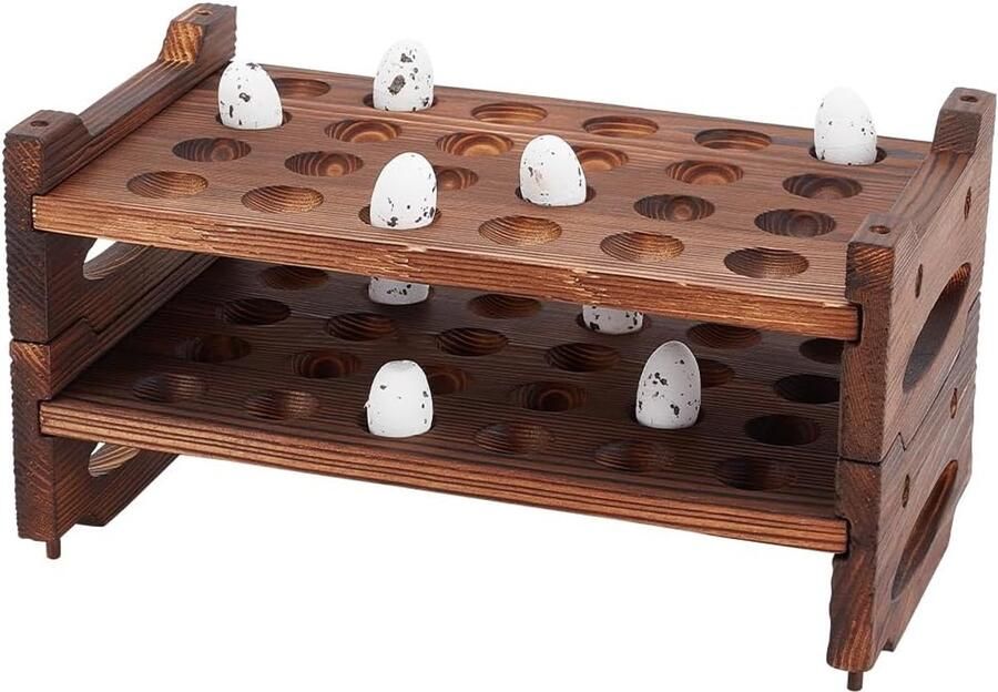 Houten Ei Houder Opslag Rack Keuken Display Stapelbaar Ontwerp 27 x 15 cm Bruin
