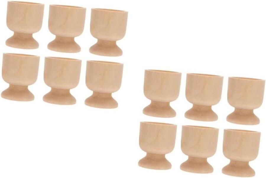 Houten Ei Houders 2 Sets Ontbijt Serveren Met Schaal 12 Stuks Naturel