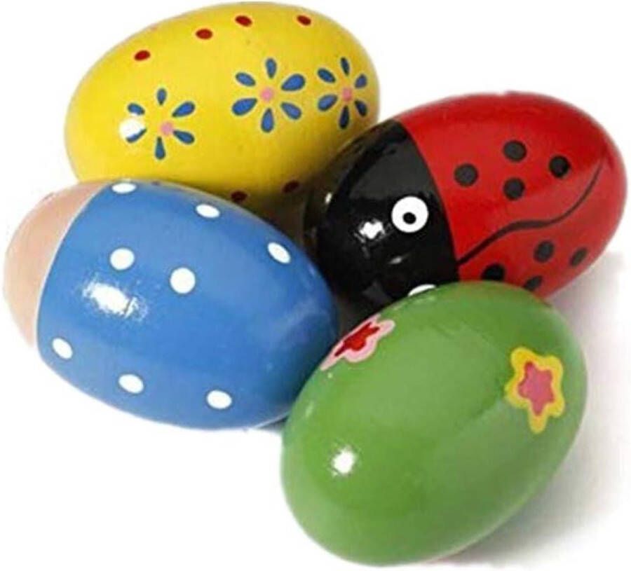 Houten Ei Shakers Maracas Percussie Speelgoed voor Kinderen 4 Stuks Willekeurige Kleur