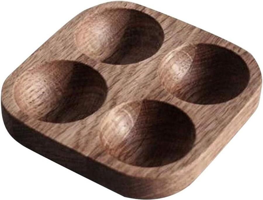 Houten Eierdoos Eierhouder Koelkast Keuken Organisatie Dubbele Rij 4 Eieren Houtkleur