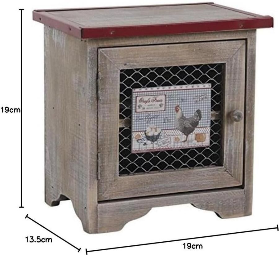 Houten Eierdoos voor 12 Eieren met Gaasdeur Rustieke Opbergkast