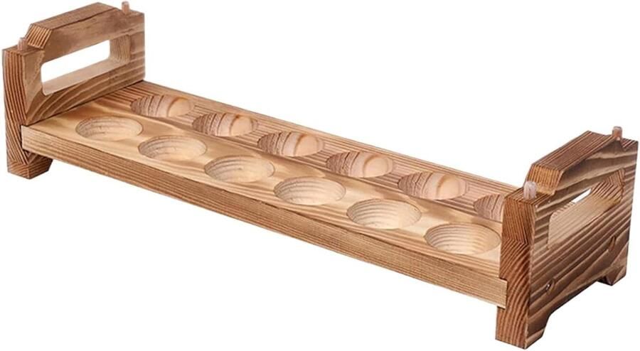 Houten Eierdopjes Eierhouder Stapelbaar Keuken Organiseren Ruimtebesparend Ontwerp 12.8B x 4.2H cm Houtkleur