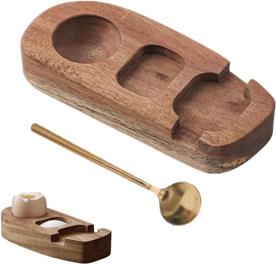 Houten eierdopset Eierdop met houder Ontbijt serveren 3-in-1 multifunctioneel 192 x 145 x 3 cm
