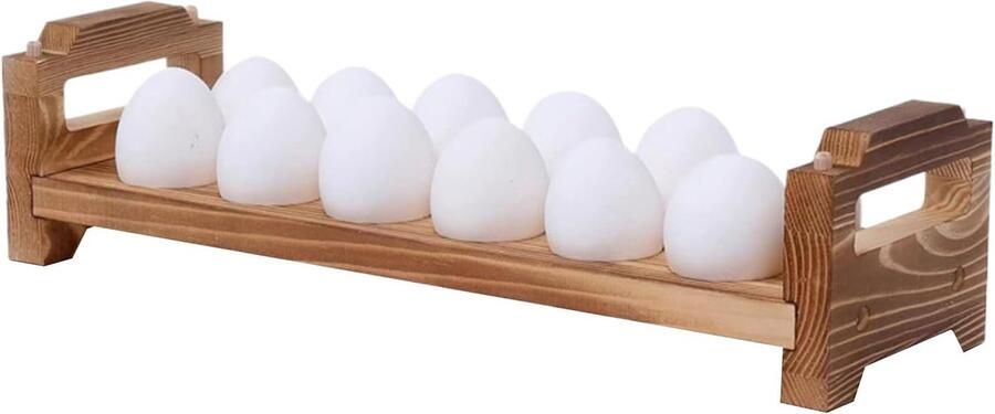 Houten Eierhouder Eier Display Keuken Decoratie Stapelbaar Ontwerp 36.6 x 11 x 9 cm