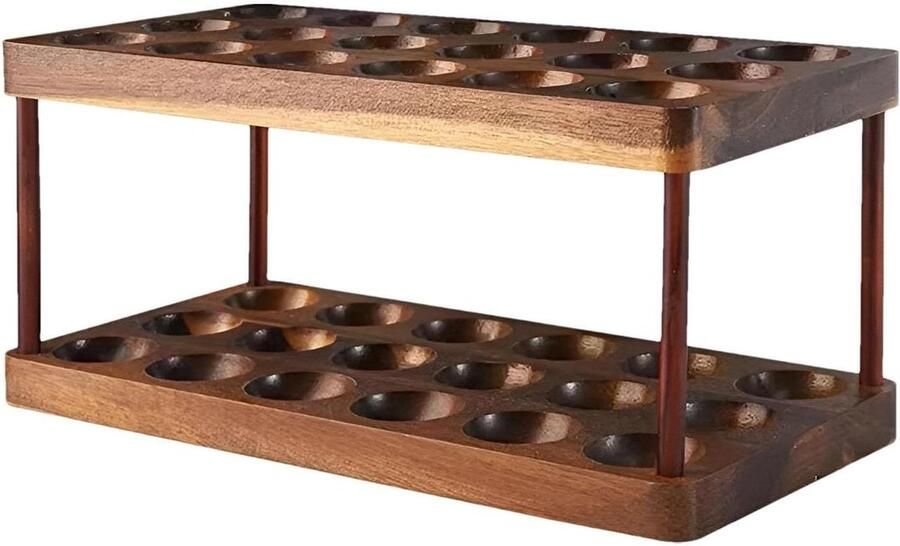 Houten Eierhouder Eierdienblad Ei Opslag Keuken Organiseren Dubbellaags Ontwerp 36 Eieren Houtkleur