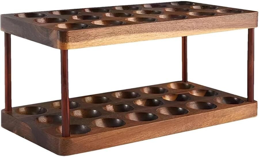 Houten Eierhouder Eierdienblad Opslag Keuken Organiseren Dubbellaags Ontwerp 36 Eieren Houtkleurig