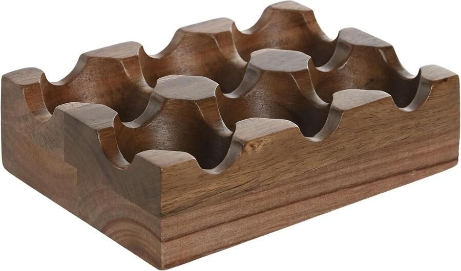 Houten Eierhouder Eierdispenser Keuken Eieren Opbergen Acacia Hout 6 Eieren Bruin