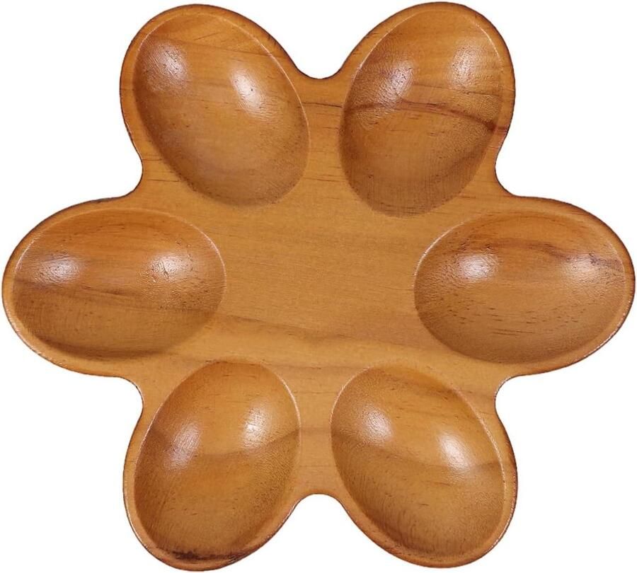 Houten Eierhouder Eierdop Keuken Eieren Opbergen Bloemvormig Ontwerp 15 x 15 x 1.5 cm Natuurlijk Houtkleur