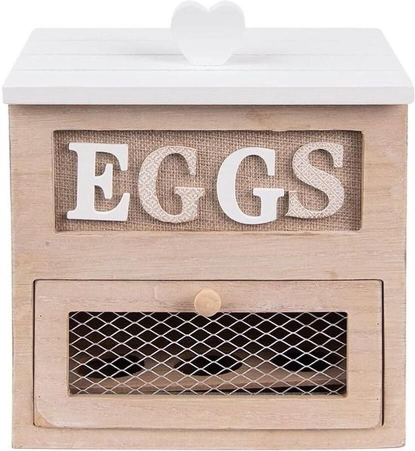 Houten Eierhouder Eierkastje Eierrekje Eieren Bewaren Landelijke Uitstraling 18x9x20 cm Bruin
