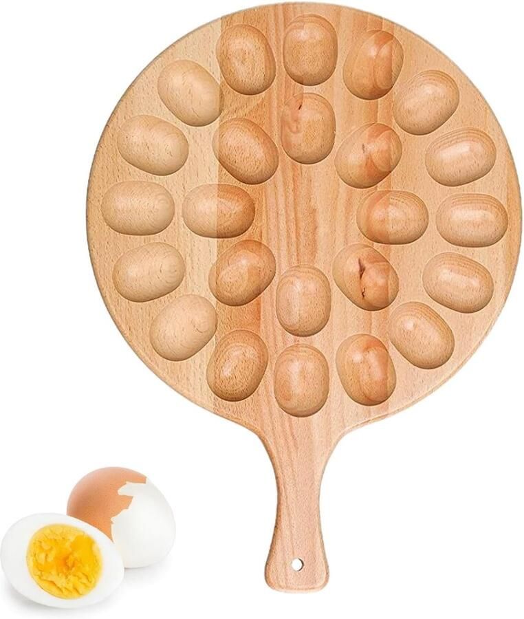 Houten Eierhouder Eierplateau Eieren Presenteren Draagbaar Ontwerp 35 cm Houtkleur