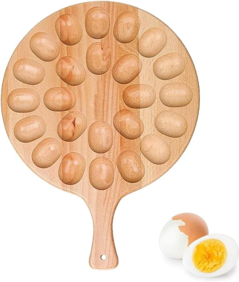 Houten Eierhouder Eierplateau Serveerschaal Eieren Presenteren Handgepolijst Vakmanschap 35 cm Houtkleur