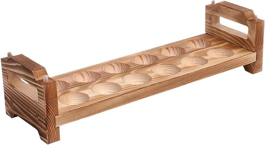 Houten Eierhouder Eierrek Boerderij Keuken Organiseren Stapelbaar Ontwerp 12 Eieren Natuurlijk Hout