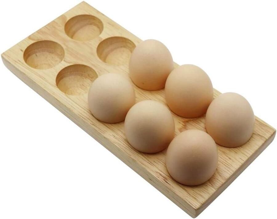 Houten Eierhouder Eierrek Eieren Bewaren Handgemaakt Rustiek 10 Eieren Beige