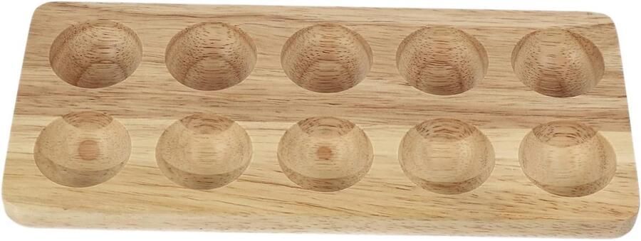 Houten Eierhouder Eierrek Keuken Eieren Opbergen Natuurlijke Afwerking 25.2x11.5cm Beige