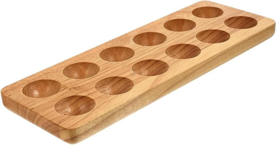 Houten Eierhouder Eierrek Keuken Eieren Organiseren Dubbele Rij 32 cm Lichtbruin