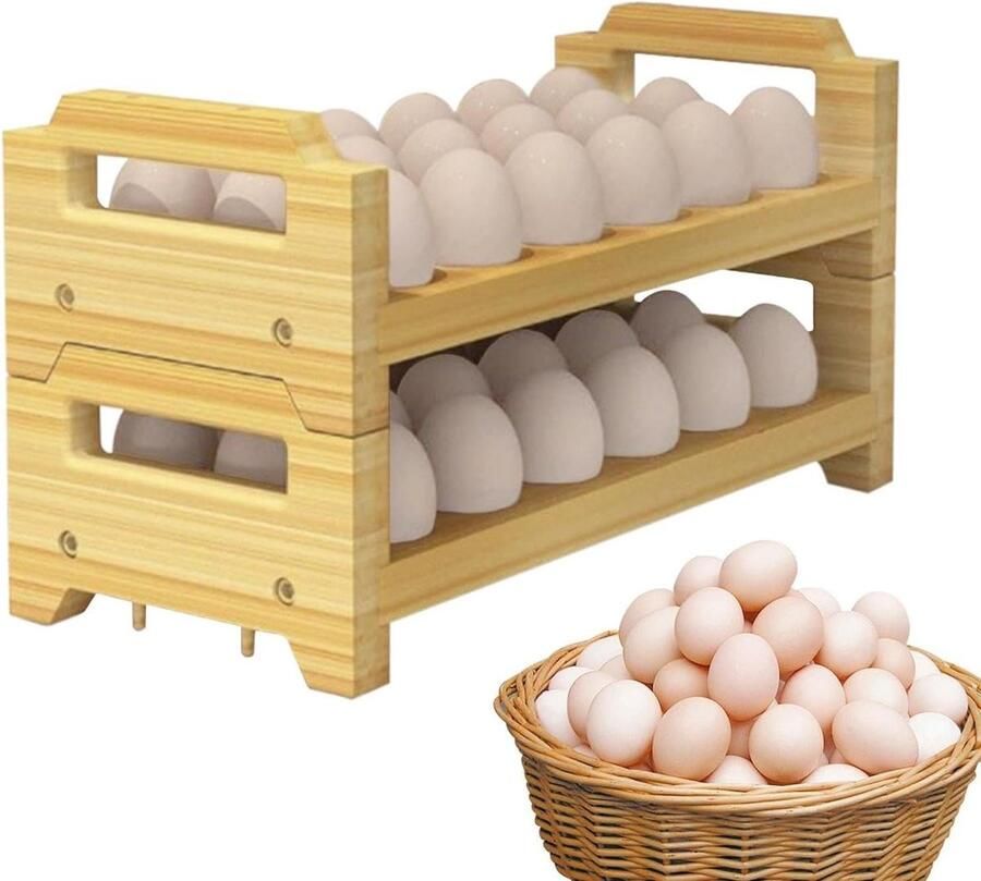 Houten Eierhouder Eierrek Keuken Eieren Organiseren Rustieke Houten Stijl 2 Lagen Niet gespecificeerd