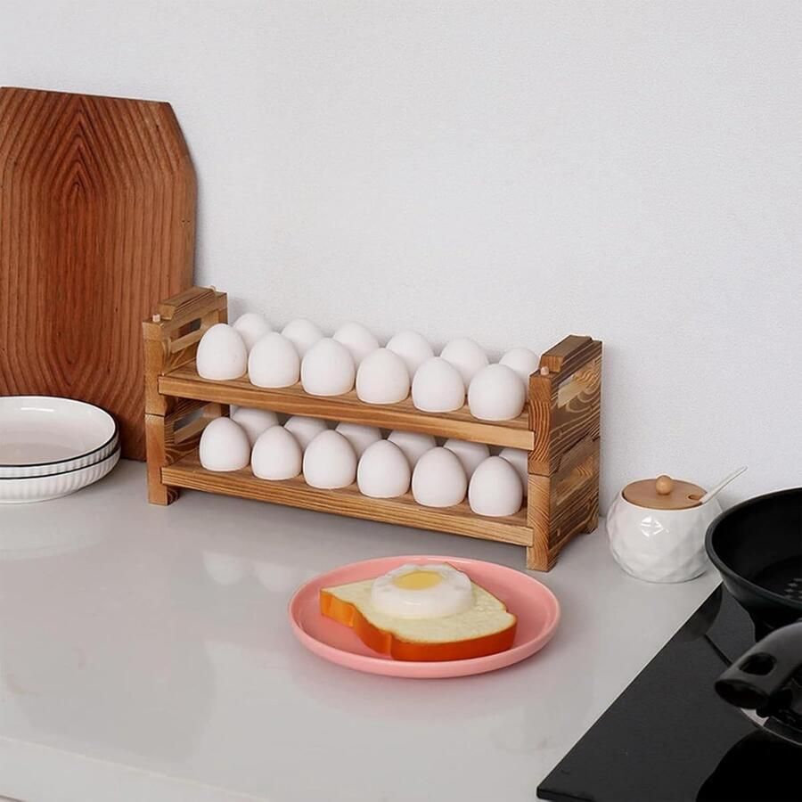 Houten Eierhouder Eierrek Keuken Eieren Vers Houden Ruimtebesparend Ontwerp 366 cm Natuurlijk Hout