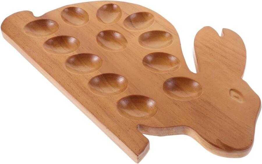 Houten Eierhouder Eierrek Keuken Organisatie Konijn Vorm 38.5x24x1.6 cm Oranje