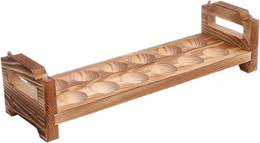 Houten eierhouder Eierrekje hout Eieren bewaren Stapelbaar ontwerp 12 eieren Houtkleur
