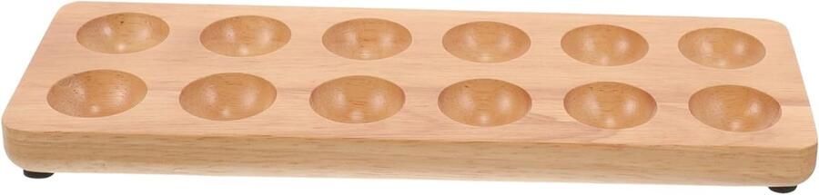 Houten Eierhouder Eierrekje Keuken Eieren Vers Houden Anti-breek Mechanisme 31.7 x 11 cm Houtkleur
