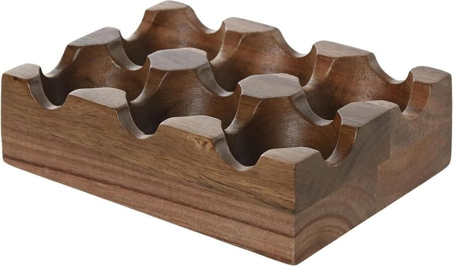 Houten Eierhouder Eierrekje Organizer Keuken Opbergen Acacia Hout 6 Eieren Bruin