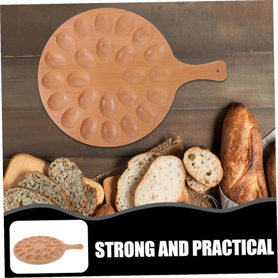 Houten Eierhouder Eierschaal Tray Paasdecoratie Praktisch Ontwerp 40.6 x 30 x 1.5 cm Khaki - Foto 2