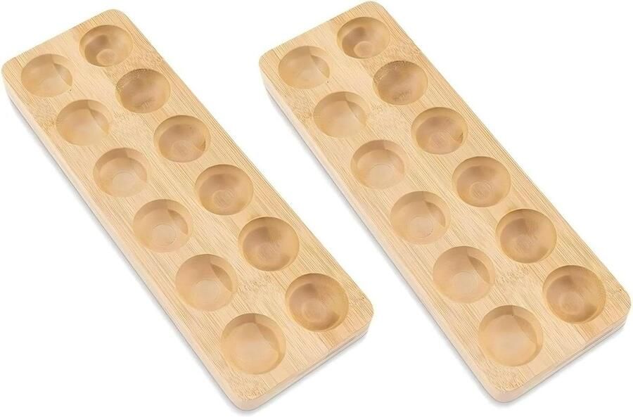 Houten eierhouder Eierskelter bak Eieren bewaren Handgemaakte afwerking 12 gaten Hout