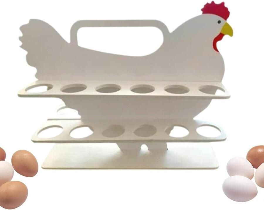 Houten eierhouder Eierstandaard kip Keuken organiseren Grote capaciteit 24 eieren Houtkleurig