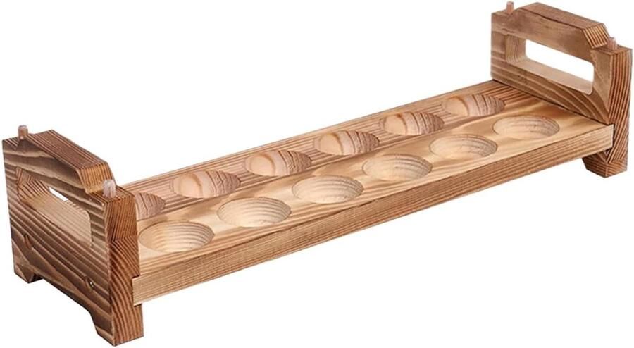 Houten eierhouder Eierstation Keuken organiseren Natuurlijke hout charme 12 eieren Houtkleur