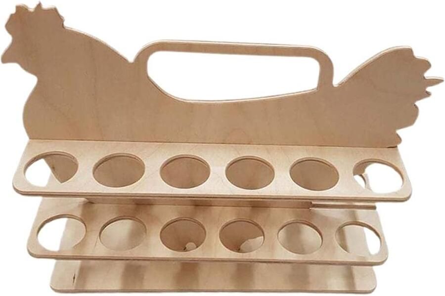 Houten Eierhouder Kip Vorm Keuken Organiseren Duurzaam Houtmateriaal Voor 24 Eieren