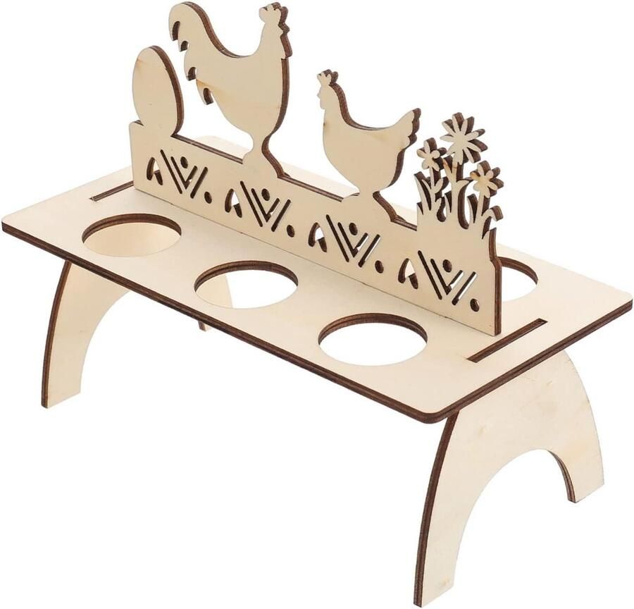 Houten Eierhouder Paasdecoratie Rek Paaseieren Decoreren Zelf Te Schilderen 21x18cm kleuren
