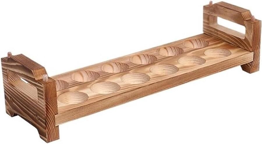Houten eierhouder Opbergbak Voor het sorteren van eieren Landelijke keukendecoratie 6 x 13 x 6 cm Houtkleur