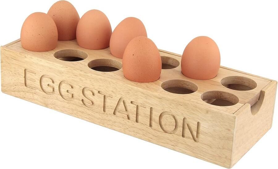 Houten Eierhouder voor 12 Eieren Stijlvol Bewaarnetwerk