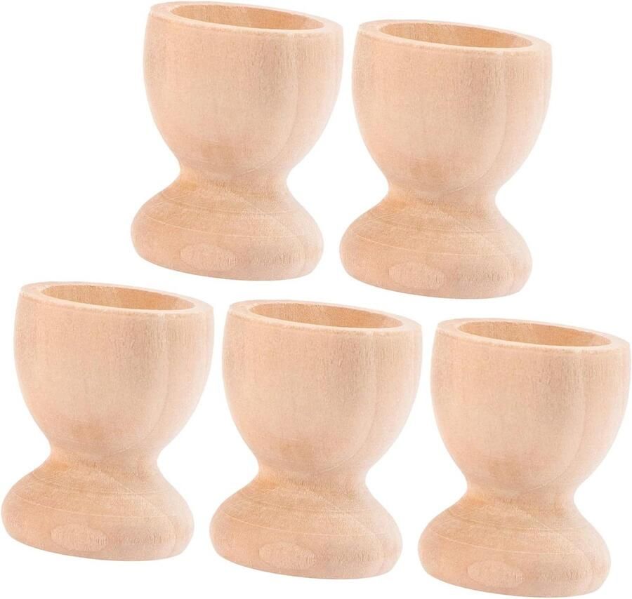 Houten Eierhouders Ontbijt Bakjes Eieren Presenteren Natuurlijke Charmante Stijl 5 Stuks Bruin