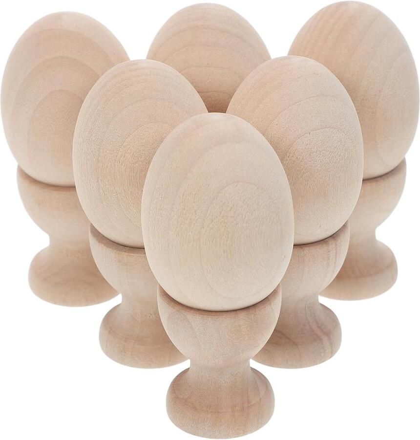 Houten Eierhouders Paasei Houder Paasdecoratie Knutselen Platte Bodem Ontwerp 4.70X3.50X3.50CM Kleuren