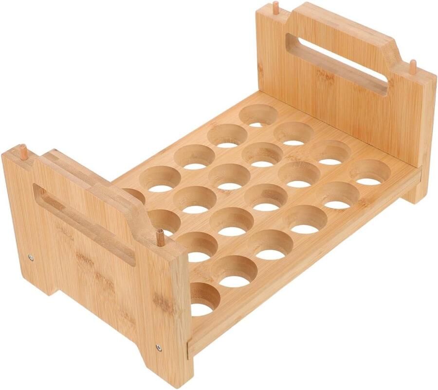 Houten Eierrek Eierhouder Eierplateau Keuken Organisatie Stapelbaar Ontwerp 24 Eieren Lichtbruin