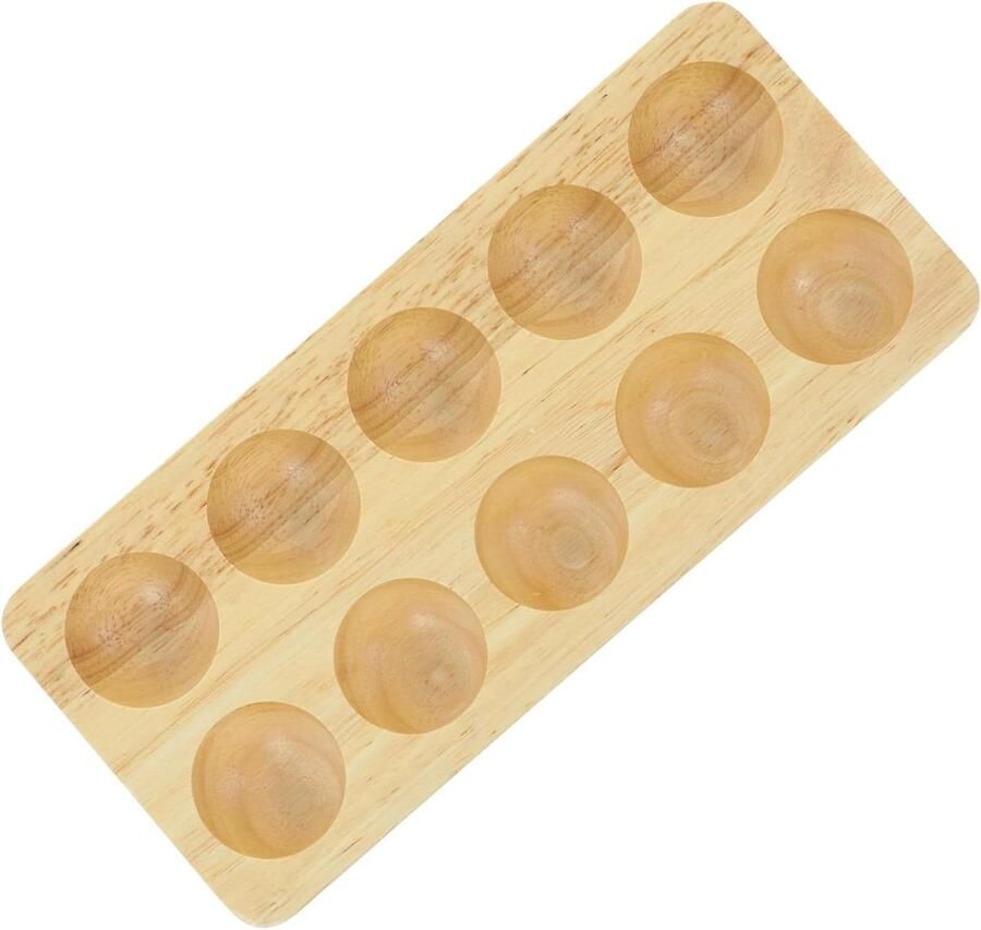 Houten Eierrek Eierhouder Opslag Keuken Organiseren Veilig Stapelen 25x11.3x2.5cm Houtkleur