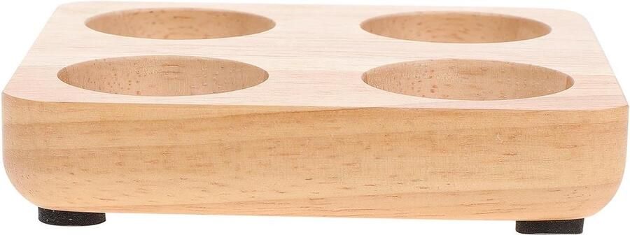 Houten Eierrekje Eierhouder Keuken Eieren Bewaren Duurzaam Rubberhout 11x11x2.5 cm Lichtgeel