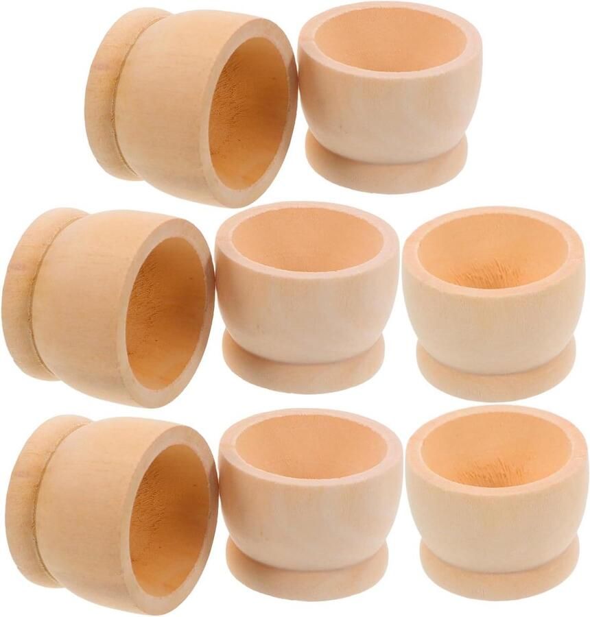 Houten Eierstandaard Eierdopjes Houder Keuken Decoratie Wijnglas Vorm 42 x 3 x 3 cm Lichtbruin