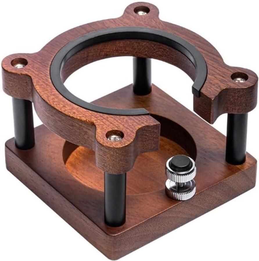 Houten Espresso Station Koffie Tamping Houder Espresso Bereiding Verstelbare Koffietool 51-58mm Compatibel Houtkleur