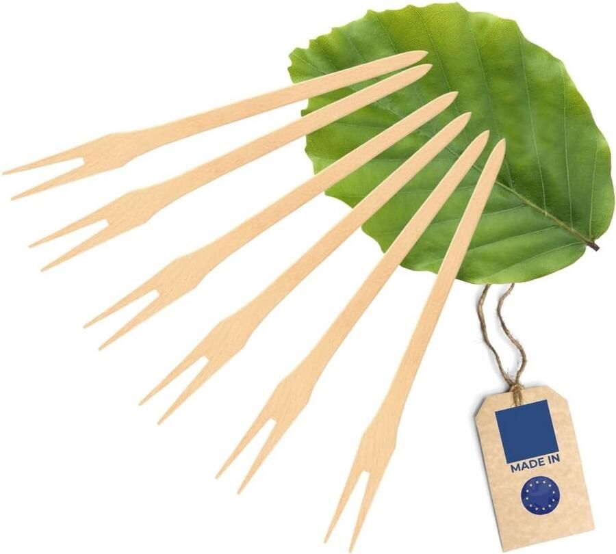 Houten Fondue Vorken Set voor Kaas Dips & Fingerfood 24 cm