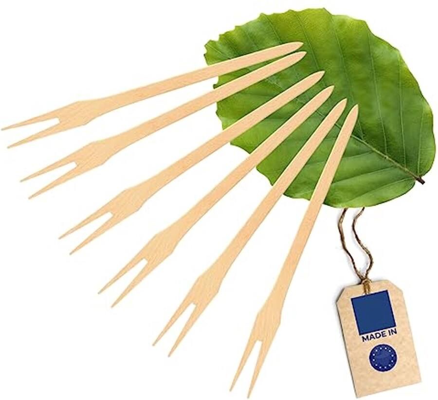 Houten Fondue Vorken Set voor Kaas Dips & Fingerfood 24 cm