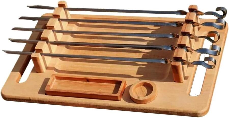 Houten Grillplaat Bakplaat Serveerschaal Barbecue Serveren Antislip Ontwerp 50x30x7 cm Houtkleur